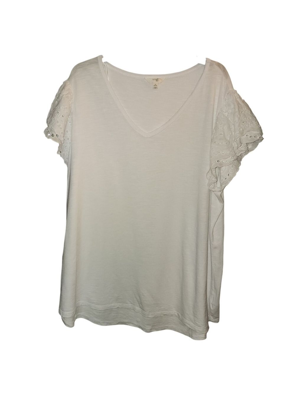 Terra & Sky White Blouse Short Sleeve Size 3XL (24W-26W)